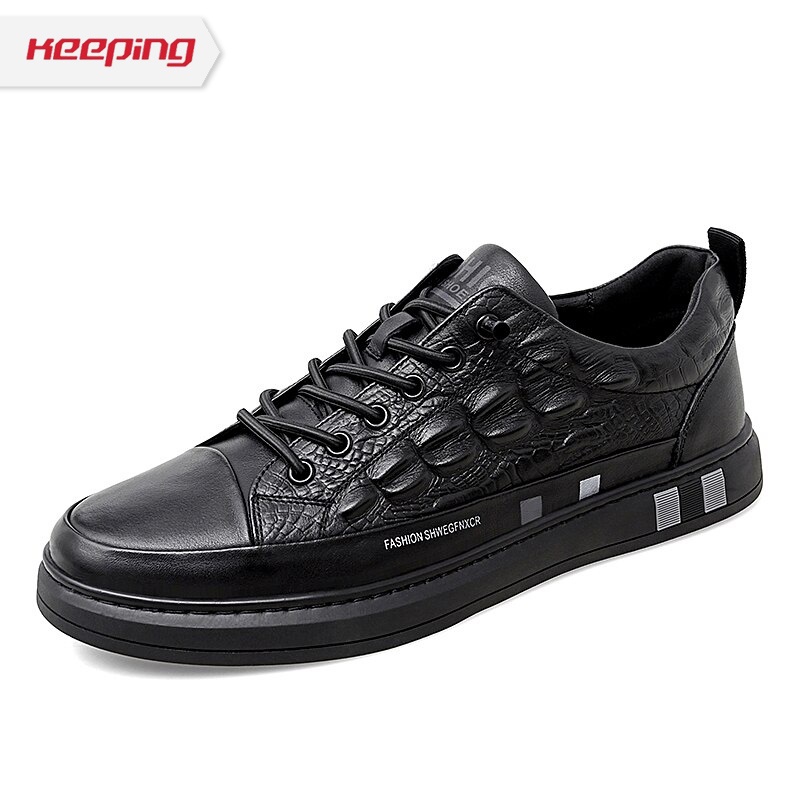 Keeping Sepatu Sneakers Pria Casual Running Sepatu Olahraga Outdoor Travelling Kuliah Kerja Putih KSC104-106 Hitam
