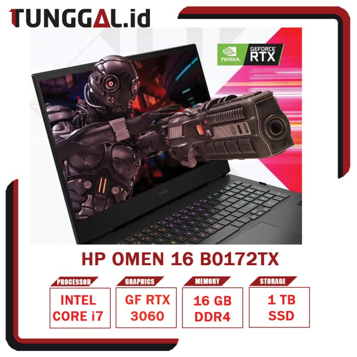 HP OMEN 16 B0172TX i7-11800H 16GB 1TB RTX3060 6GB 16.1" QHD W11 OHS