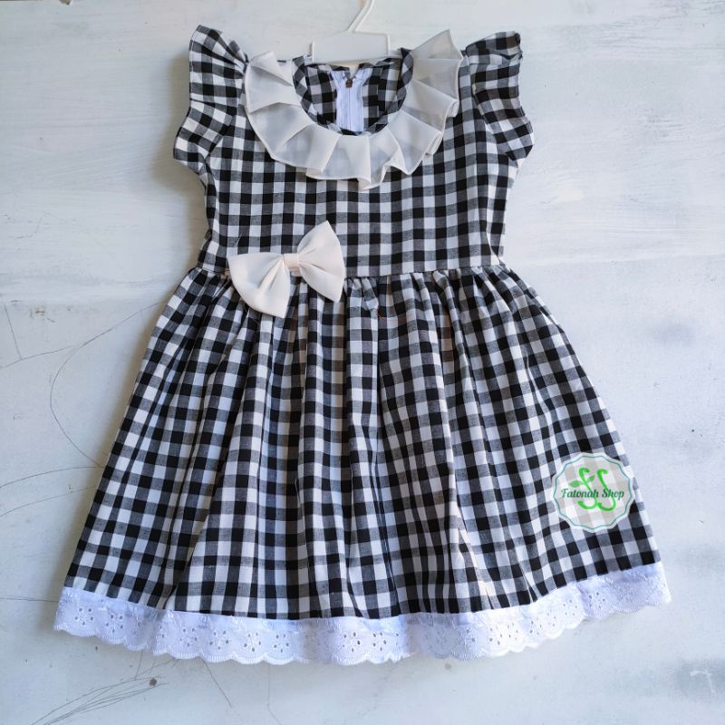 Dress Anak 1 2 gaun kotak anak cewek perempuan ( dress likenia kotak )