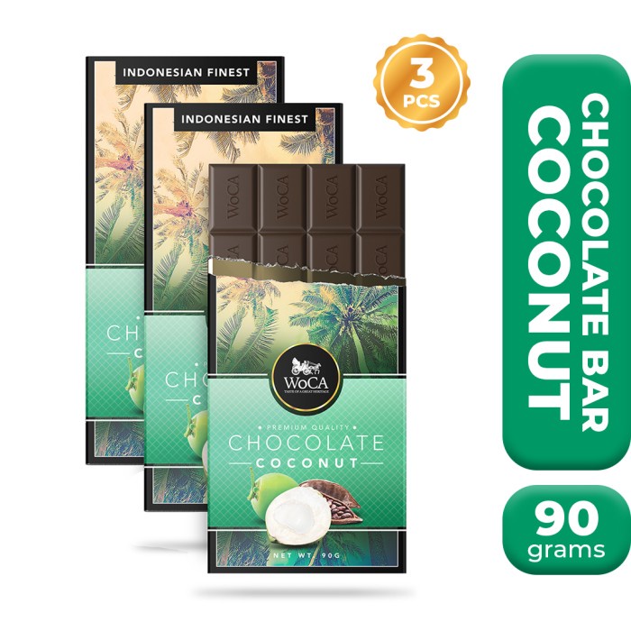 

WOCA PREMIUM CHOCOLATE 3 X 90G BARS - COKELAT BATANG RASA KELAPA