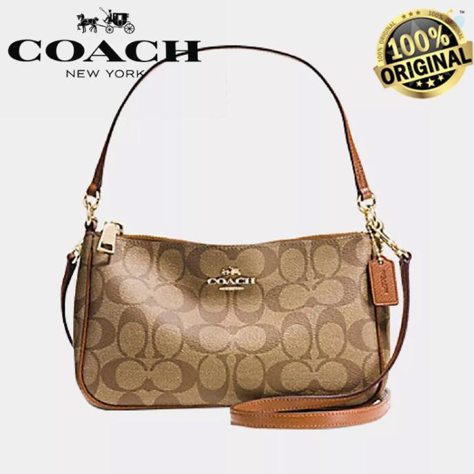 COACH BAGS OUTLET SIGNATURE TOP HANDLE POUCH LONG STRAP BNIB 100% ORI PROMO