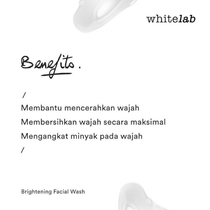 Whitelab Brightening Facial Wash 100gr l pH Balanced l Acne Care l Intense Brightening Serum l Night Cream l Day Cream l UV Shield Tank Sunscreen l Real Barries Booster l Acne Calming l Hydrating Essence l Exfoliating Toner l Mugwort Heartleaf Bamboo Mask