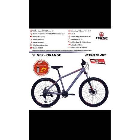 Sepeda gunung MTB Exotic 2635 AF 26 Inch