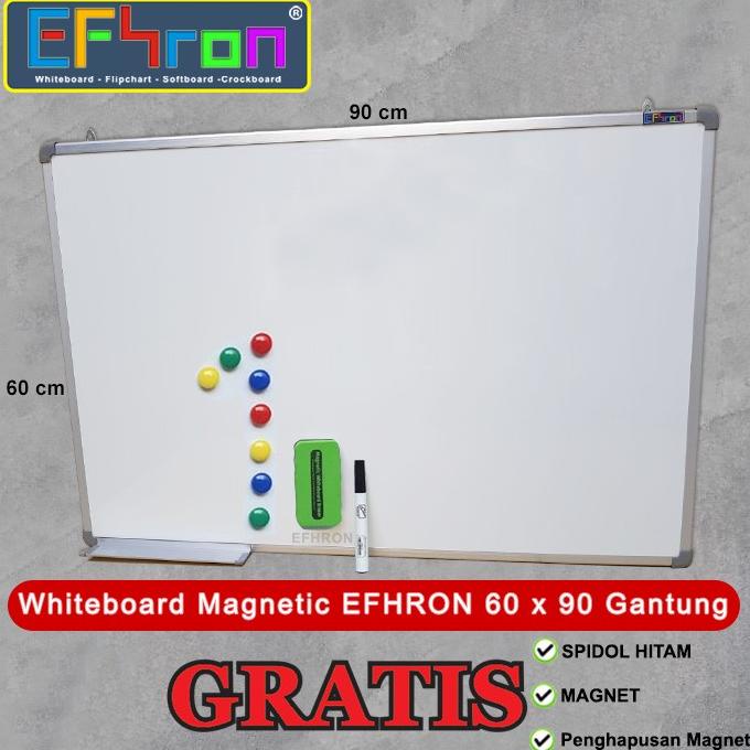 

Whiteboard Magnetic EFHRON 60 x 90 cm Gantung Spdl HTM, Magnet, HPSN