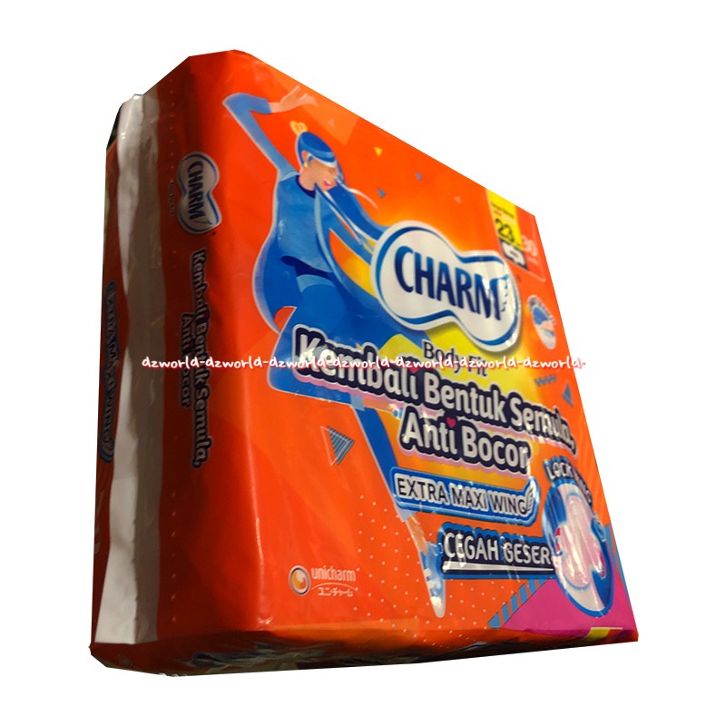 Charm Body Fit 23cm Extra Maxi Wing Kembali Bentuk 20pads Pembalut Wanita dengan Sayap Wings Charms