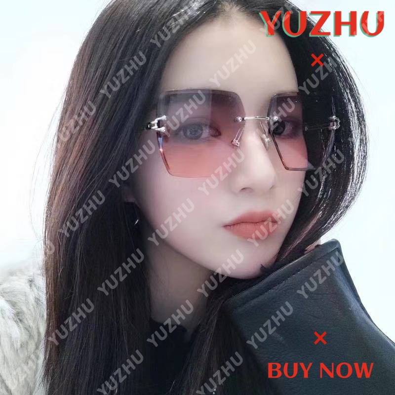 (YUZHU) TERSEDIA &amp; COD Kacamata Hitam Wanita Korea Gaya Oversized KACA MATA Frameless Cewek Sunglasses for Women