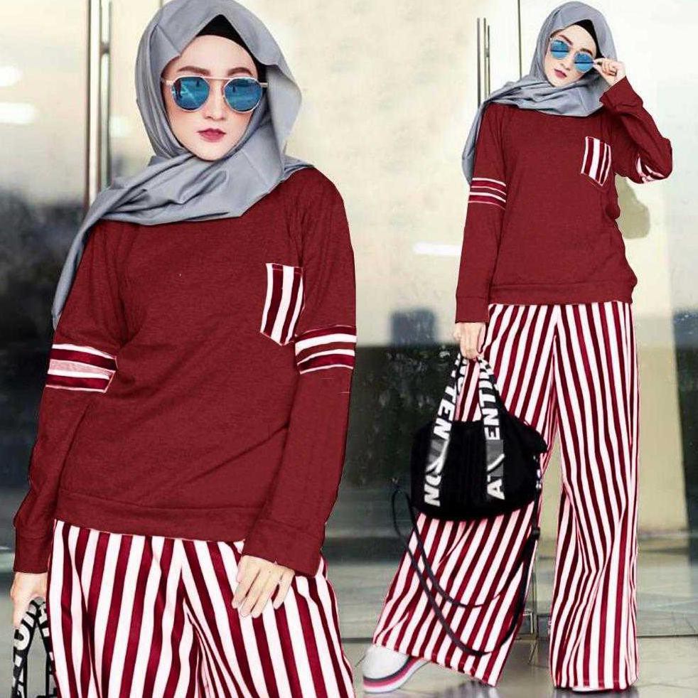 FLOW SETELAN GAMIS CELANA MUSLIM SALUR MAROON ABU NAVY GROSIR TANAH ABANG Glz,.