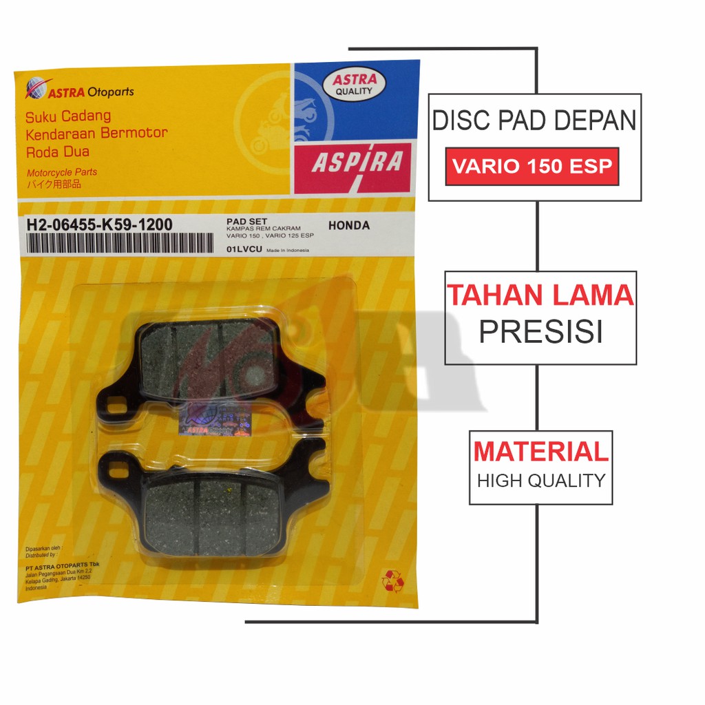 ASPIRA Disc Pad All New Vario 150 125 Kampas Rem Cakram Depan ESP