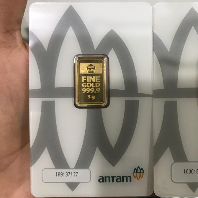 LOGAM MULIA ANTAM 3 GRAM gr PRESS CERTICARD CERTIEYE 3gr EMAS ASLI 24 KARAT