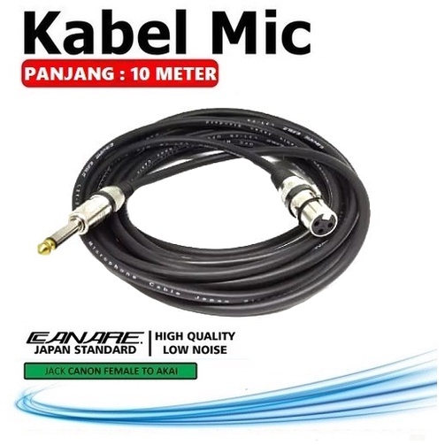 Kabel Microphone 10 Meter 3 Pin Cable Mic Low Noise Canon XLR To Jack Akai 6.5mm 10M Lentur Fleksibe