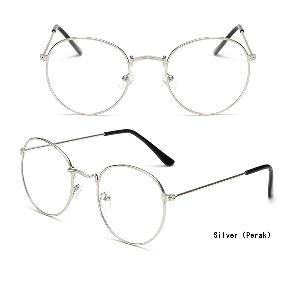 [Bayar di Tempat]Kacamata Wanita Lensa Rangka Transparan Retro Vintage Metal Frame Eyeglasses-HAILIE