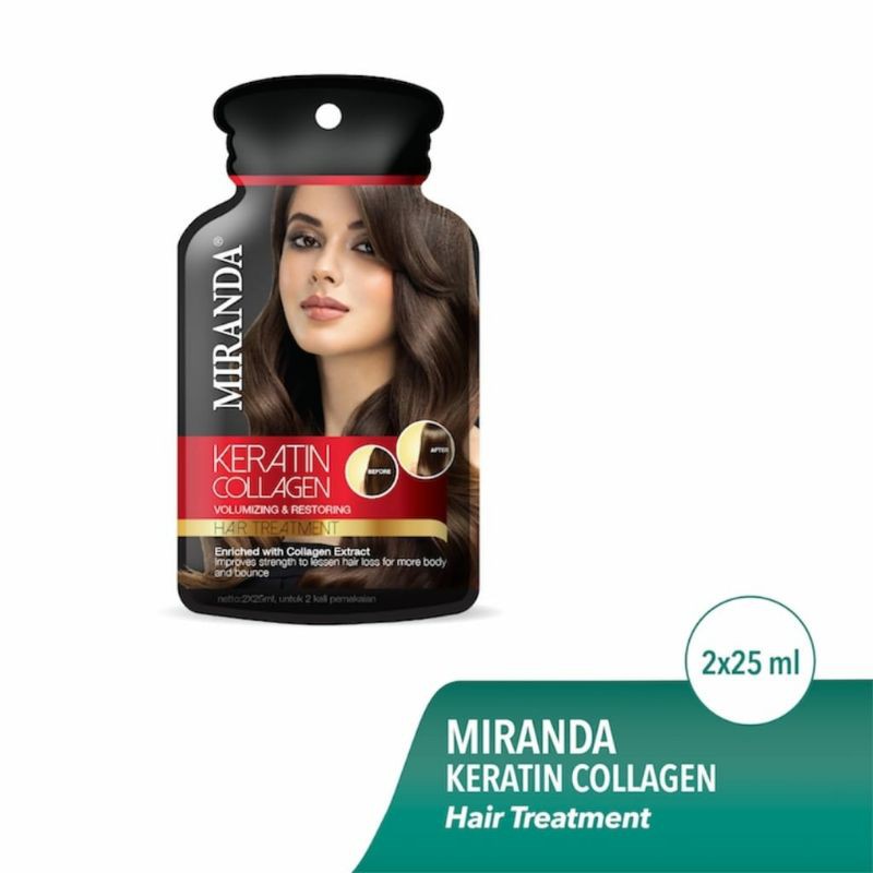 MIRANDA Keratin Collagen Hair Treatment 2 x 25 ML | Hair Mask | Masker Rambut Rusak