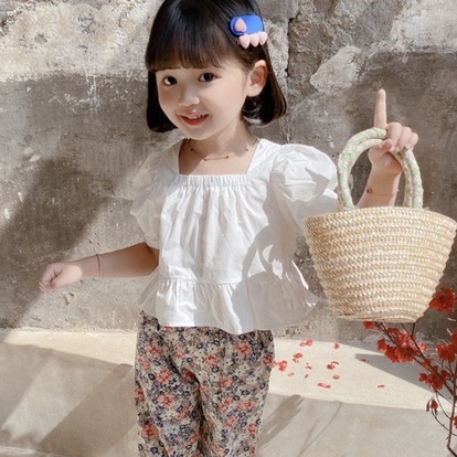 babyfit setelan baju anak perempuan blus dengan celana panjang flower al-1025r