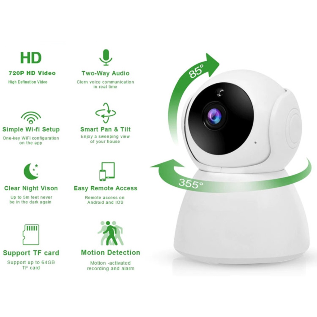 PTZ Wifi Smart Camera Snowman 1080P-2.0MP - Q7 [V380/V38PRO]