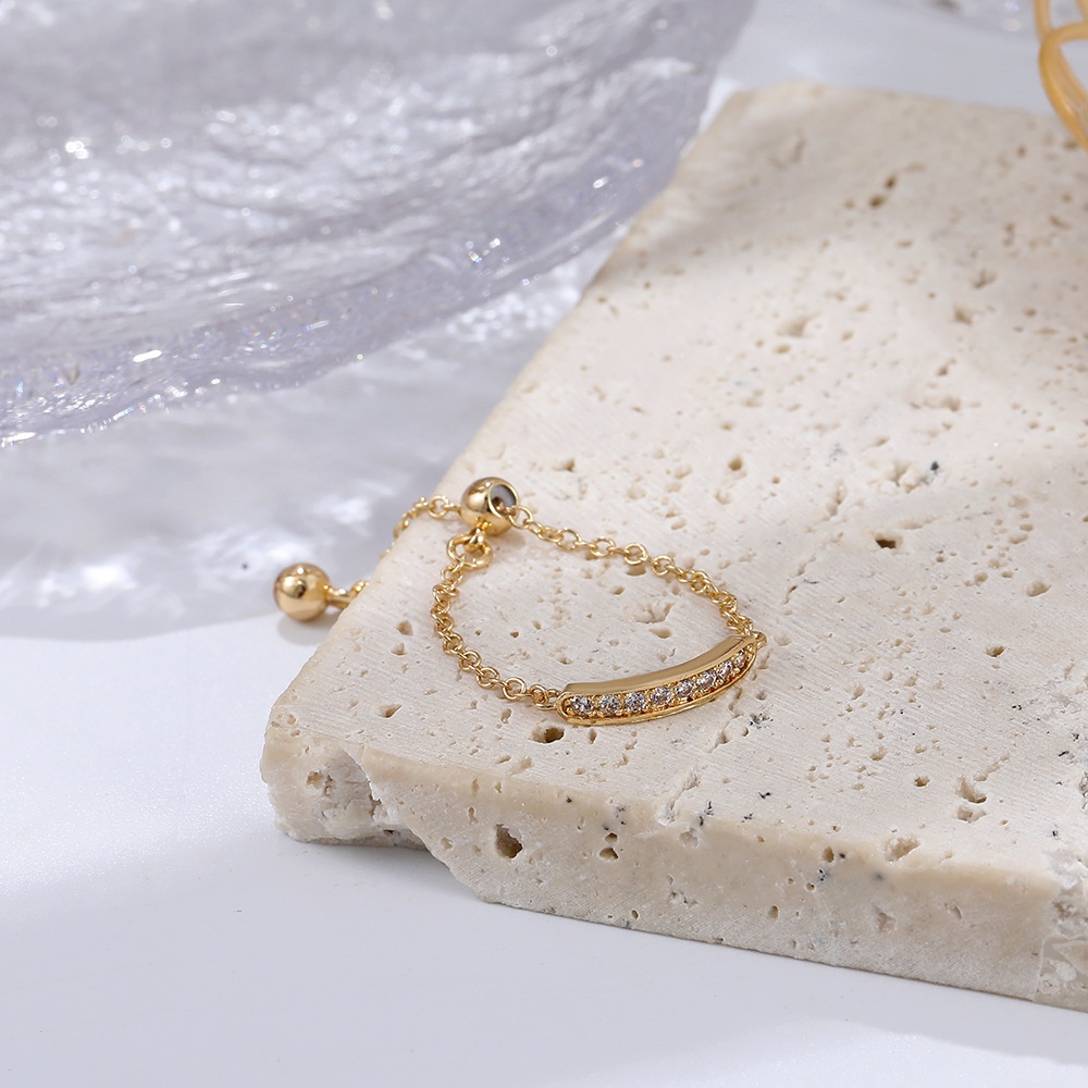 Cincin Rantai Emas Adjustable Wanita Cincin Pasangan Berlian Fashion Korea Couple Ring Jewelry