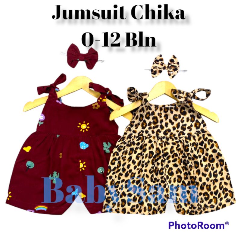 6-18 BLN JUMPSUIT BAYI TALI CHIKA BAJU BAYI PREREMPUAN FREE HEADBAND