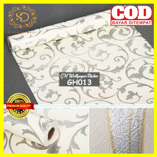 READY STOK!!! | Wallpaper Dinding Murah | SIZE 45 CM X 10 METER | Motif Kembang Silver | Anti Air