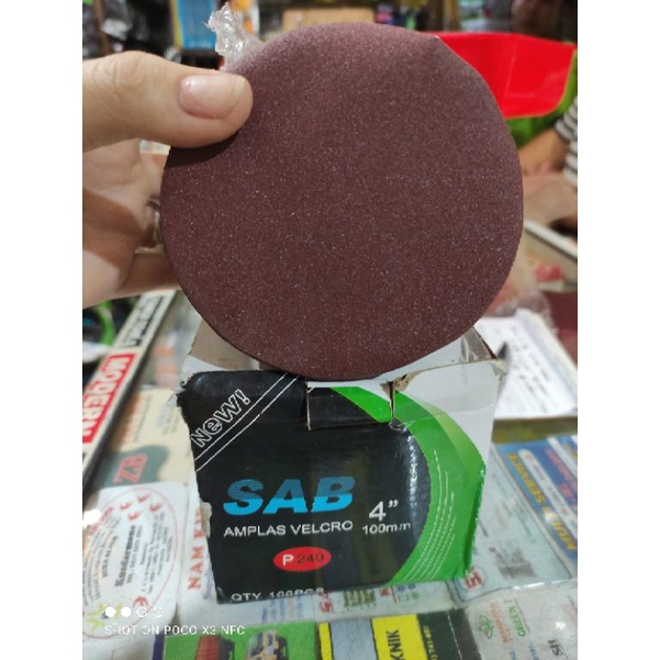 AMPLAS TEMPEL /AMPLAS BULAT 4&quot; GRIT 240 (#240) HARGA 1PCS