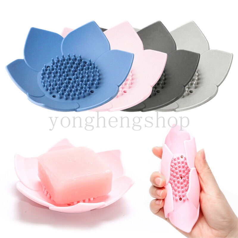 Holder Sabun Bentuk Lotus Bahan Silikon Untuk Kamar Mandi