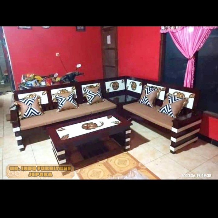 Kursi busa bantalan dudukan kayu jati/kursi sudut/kursi tamu