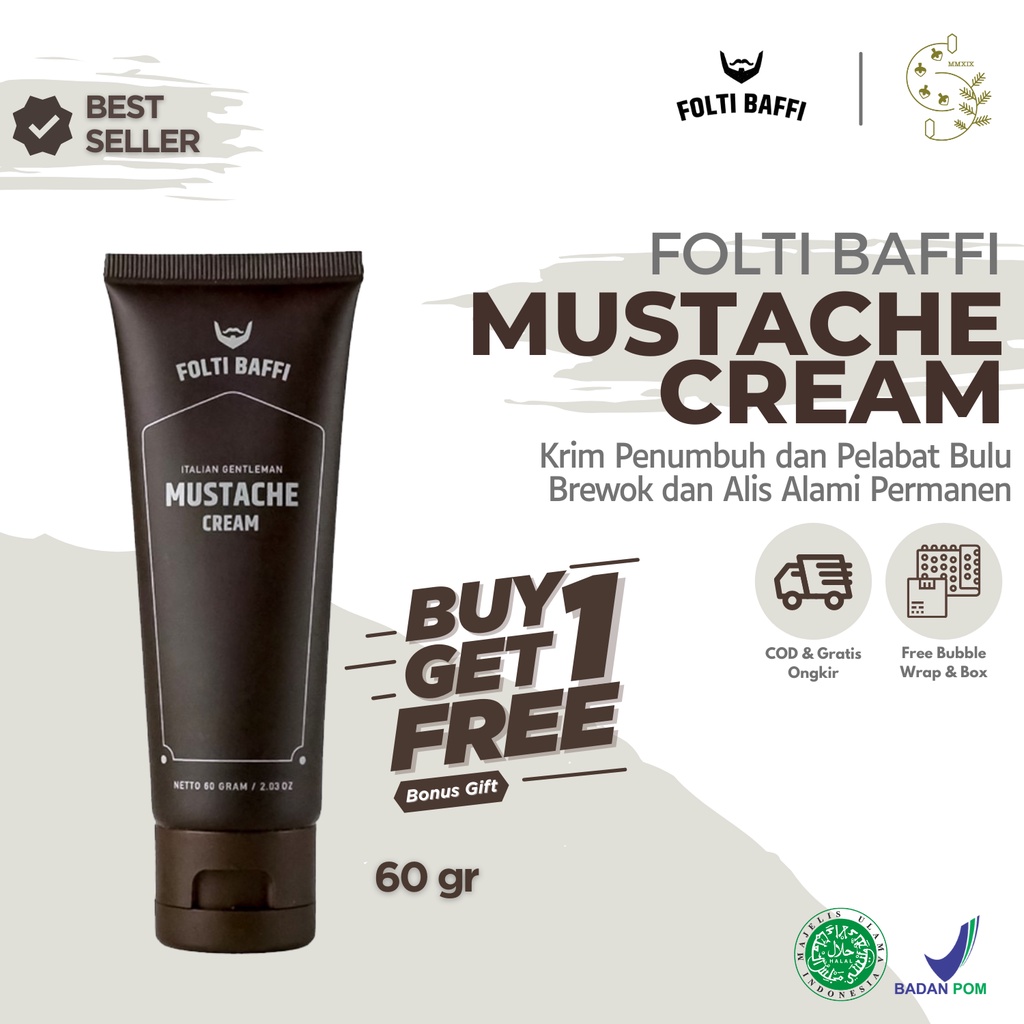 Jual Folti Baffi Penumbuh Bulu Jambang Kumis Jenggot Brewok Alis Bpom 60gr Shopee Indonesia