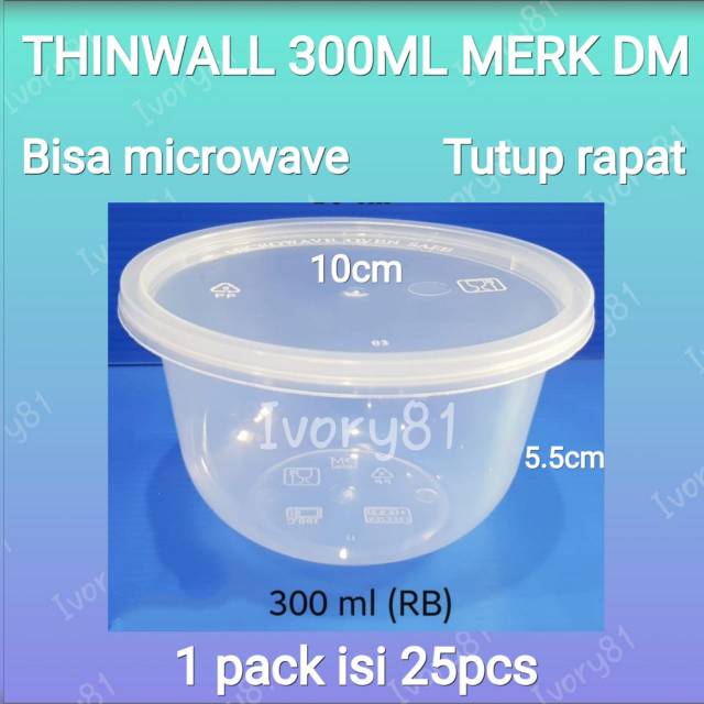 Thinwall food container 300ml / Cup salad 300ml/ Cup puding 300ml / Mangkok plastik / Mangkok Bening