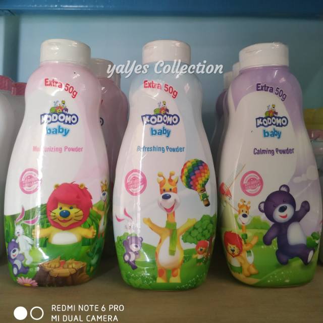 Kodomo baby powder 50 g bedak tabur serbuk bayi anak balita pink biru ungu 200 + 50 g