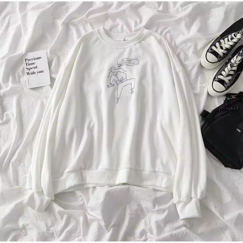 Monday Sweater Crewneck Motif kartun By mahyra