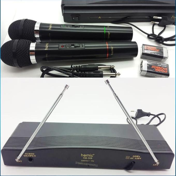 READY COD ORIGINAL Homic Microphone Mic Double Wireless HM-306 Karaoke