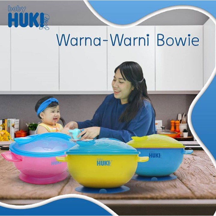 Set Mangkok Sendok Bayi BABY HUKI BOWIE with Spoon Fork non Split and Non Slip mangkuk