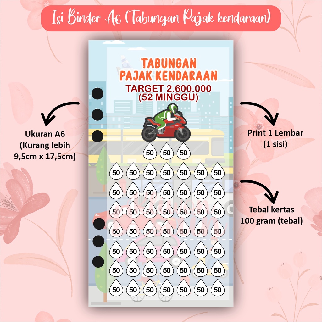

isi kertas binder a6 ring 6 tabungan pajak kendaraan