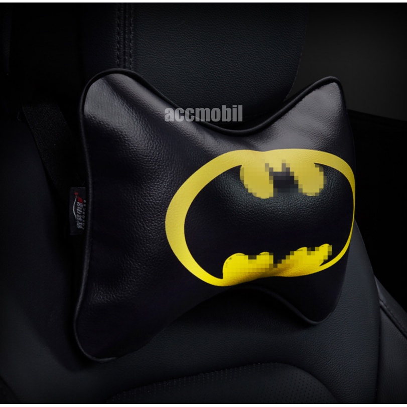 Bantal Headrest Leher Jok Mobil HERO Batman Transformers Superman Spiderman Monster Energy Leopard