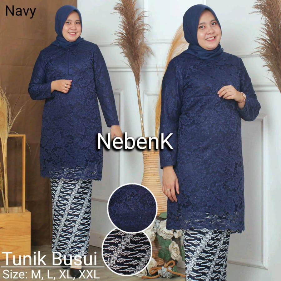 Setelan kebaya brokat tunik set rok plisket maxy skirlt / setelan kebaya tunik / kebaya dahlia / kebaya murah ABU