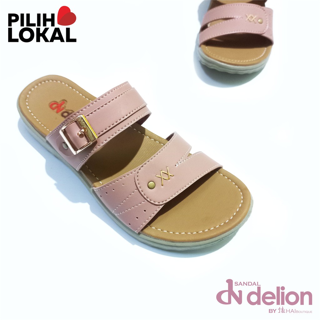 Sandal Wanita Murah Nyaman Slip Casual Santai Selop Sendal Cewek Flat Slop Flip Flop Cantik Gesper Sandal Sepatu Ban dua Perempuan Dewasa Model Terbaru 2022 Cewek Remaja Double Strap Wedges 3CM Casual Formal Sandak Kulit Cewe Ban 2 Warna Pink Coklat Empuk