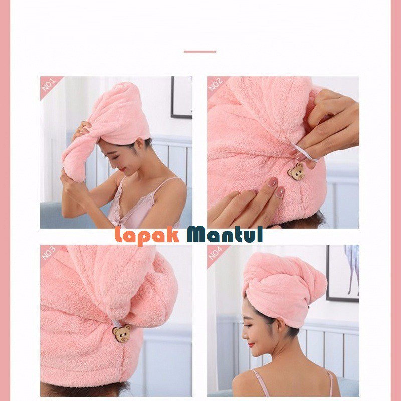 LM-0067 Handuk Keramas Cepat Kering Magic Head Towel Fast Dry Hair Bahan Microfiber Handuk Turban