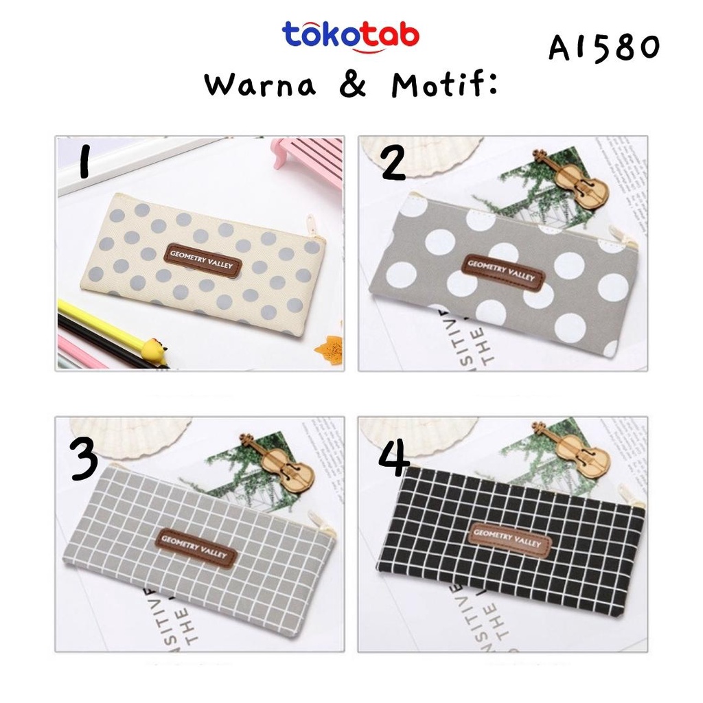 Tokotab - Tempat Pensil Resleting Cute Simple Korean Student Pencase Kanvas-Geometry Valley