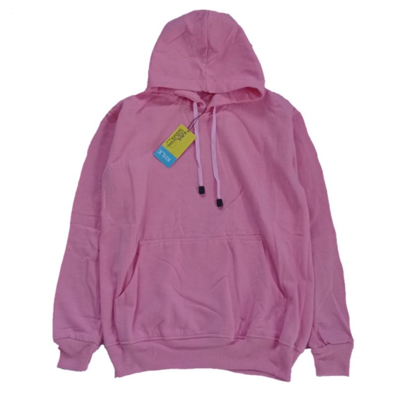 (BISA COD) Jaket jumper hoodie polos pria wanita-Baby pink