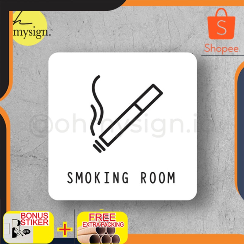 

Promo Sign Smoking Room Ruang Merokok Akrilik UV Print Label Elegan