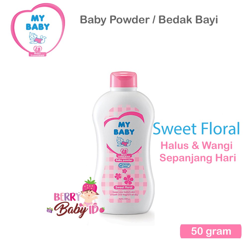 My Baby Powder Bedak Bayi Sweet Floral 50 g / Kulit Halus dan Wangi Sepanjang Hari Berry Mart