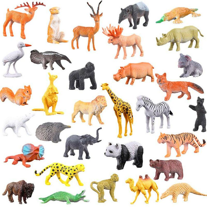 53x Wild Animals Zoo Safari Farm Playset Toy Animal Figures Kids Children Gift