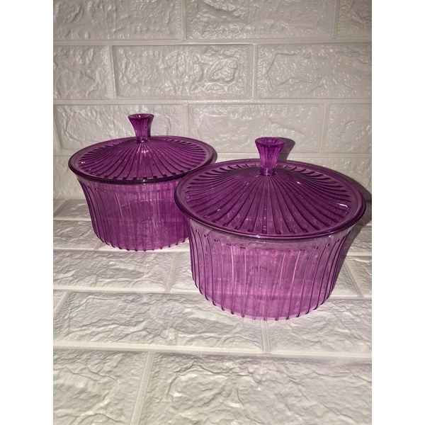Tupperware toples kue kaca kristal - Tempat penyimpanan snack - Murah - Preloved