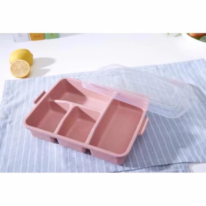 Siap Kirim Kotak Bekal Makan Grid Bento Lunch Box 4 Sekat Anti Bocor -  Tokyo - Hijau Segera