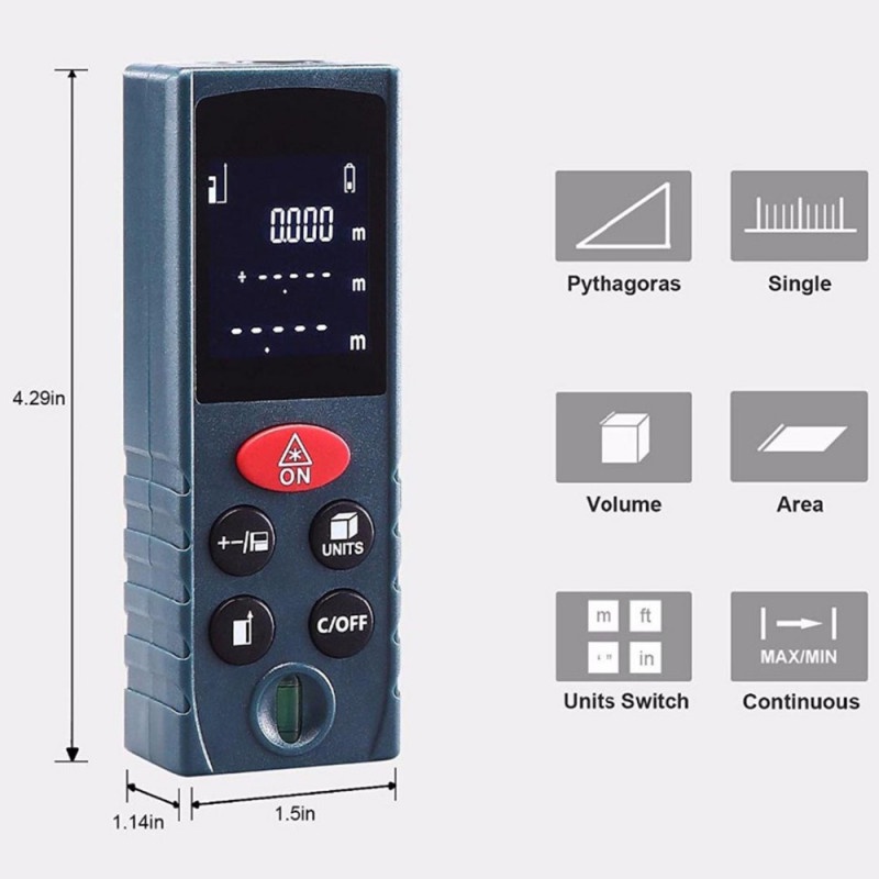 Meteran Laser Pengukur Jarak Volume Area Distance Meter 40M 100M