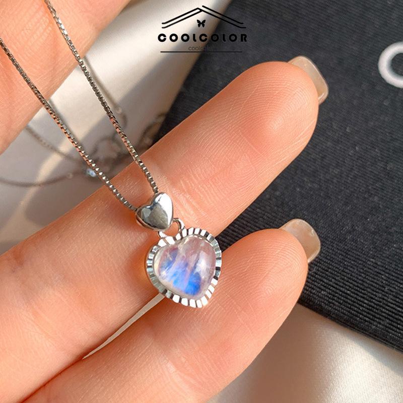 COD❤️Kalung Wanita Moonstone Cinta Liontin Manik-manik Gelang Kecil Gaya Sederhana Fashion Aksesoris Murah Jewelry