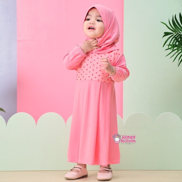 HONEYBLOSSOM gamis bayi perempuan tile organza / gamis bayi cantik alesha 1-5 tahun