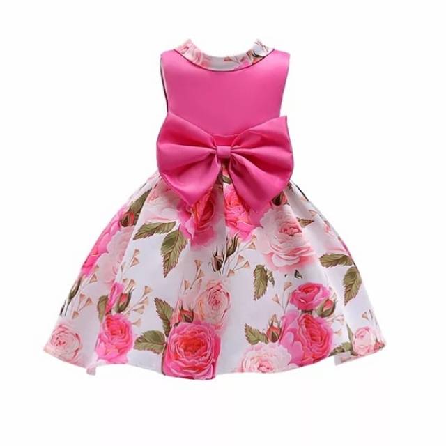 GA2598 ROYALE DRESS  PINK GAUN PESTA ULANG TAHUN ANAK PEREMPUANK BUNGA FLOWER BAGUS MURAH IMPORT