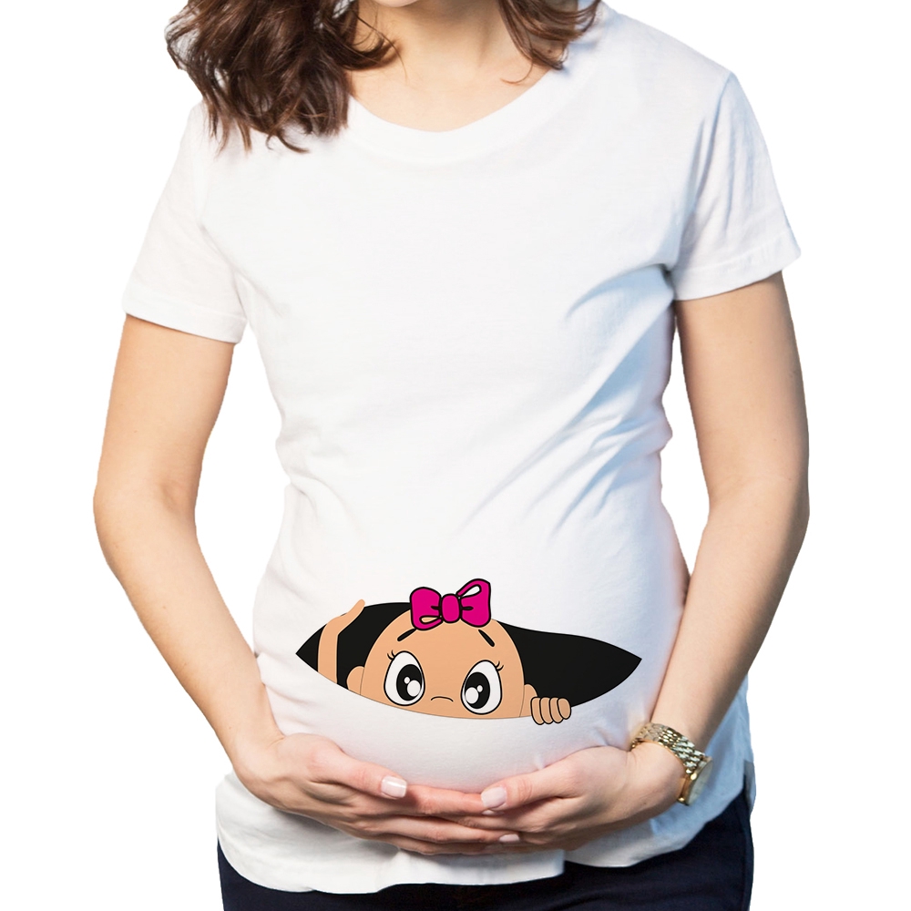Kaos T Shirt Motif Kartun Bayi Mengintip Lucu Untuk Ibu Hamil Shopee Indonesia