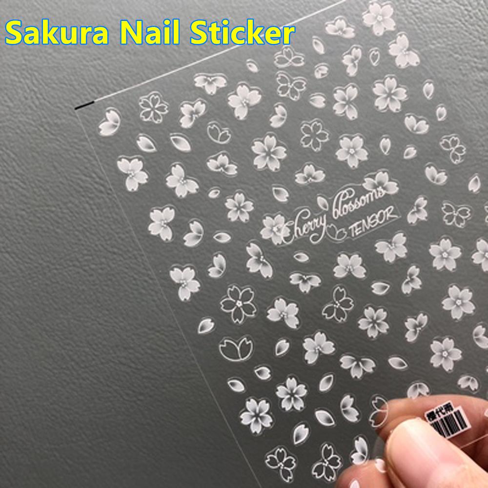 Mxbeauty Sakura Stiker Kuku Wanita Perempuan Timbul Bunga Tipis Transparan DIY Nail Decals