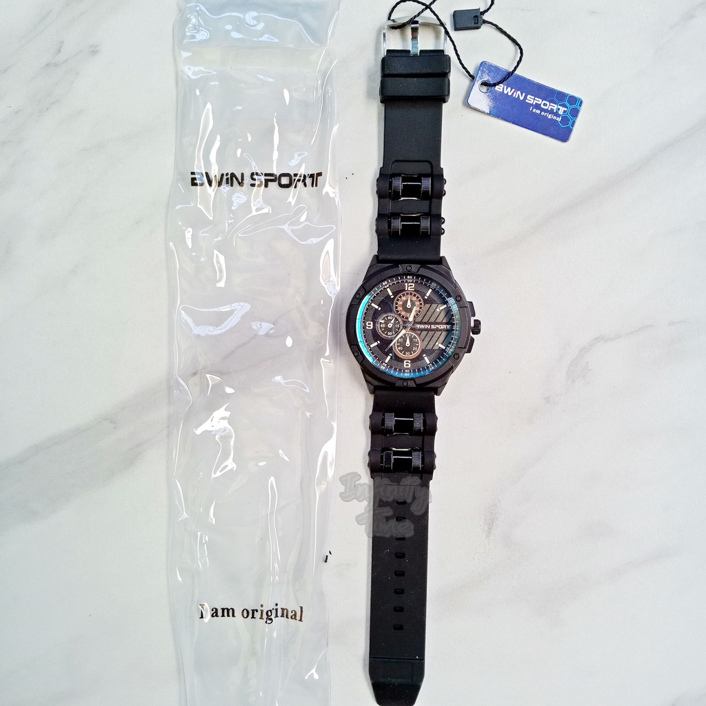 Jam Tangan Cowok Awin Bwin Sport B572 Analog Strap Rubber Kualitas Original, Untuk Motif Gambar Plat