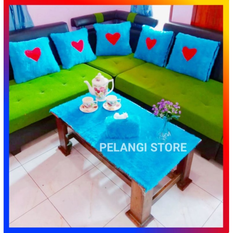 Taplak Meja Ruang Tamu 1 Set Taplak + Sarung Bantal Sofa + Sarung Tisu Taplak Meja Persegi 100x50cm 